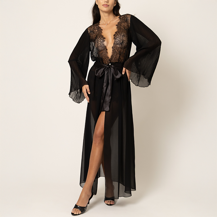 Romantic Long Robe Black