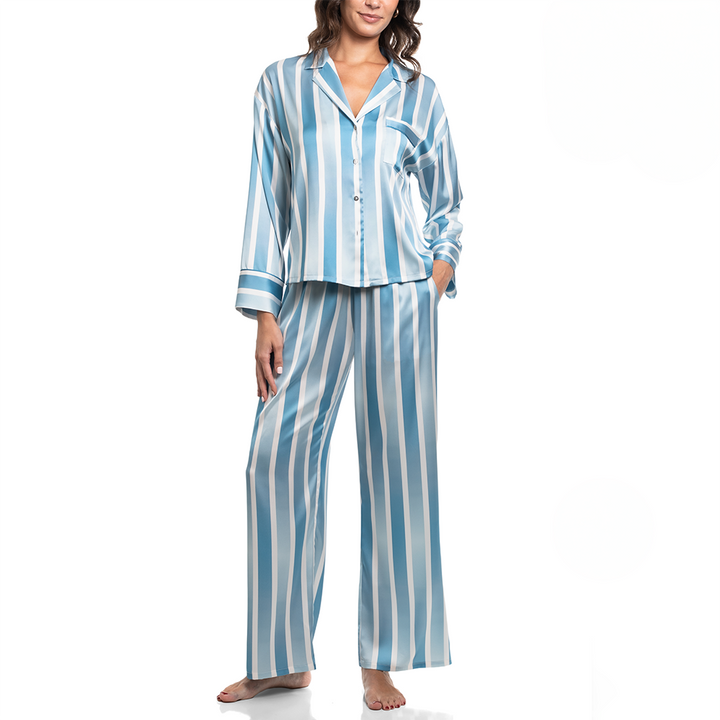 Stripe Satin Pajamas Blue RSW545