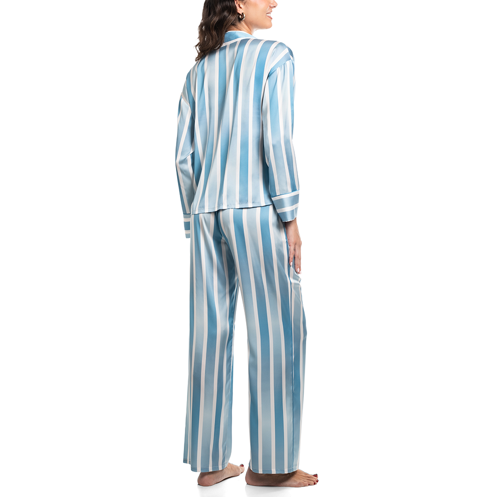 Stripe Satin Pajamas Blue RSW545