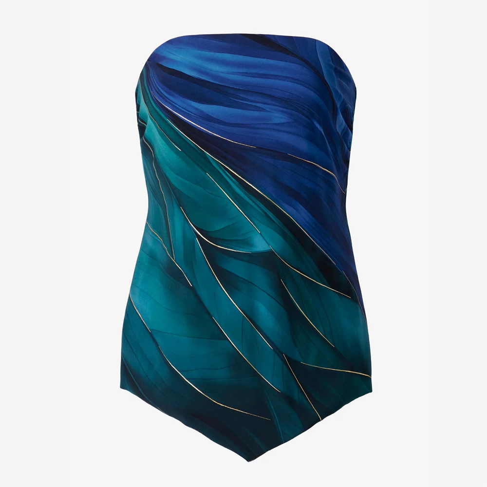 Hankini Tankini Top Blue Multi