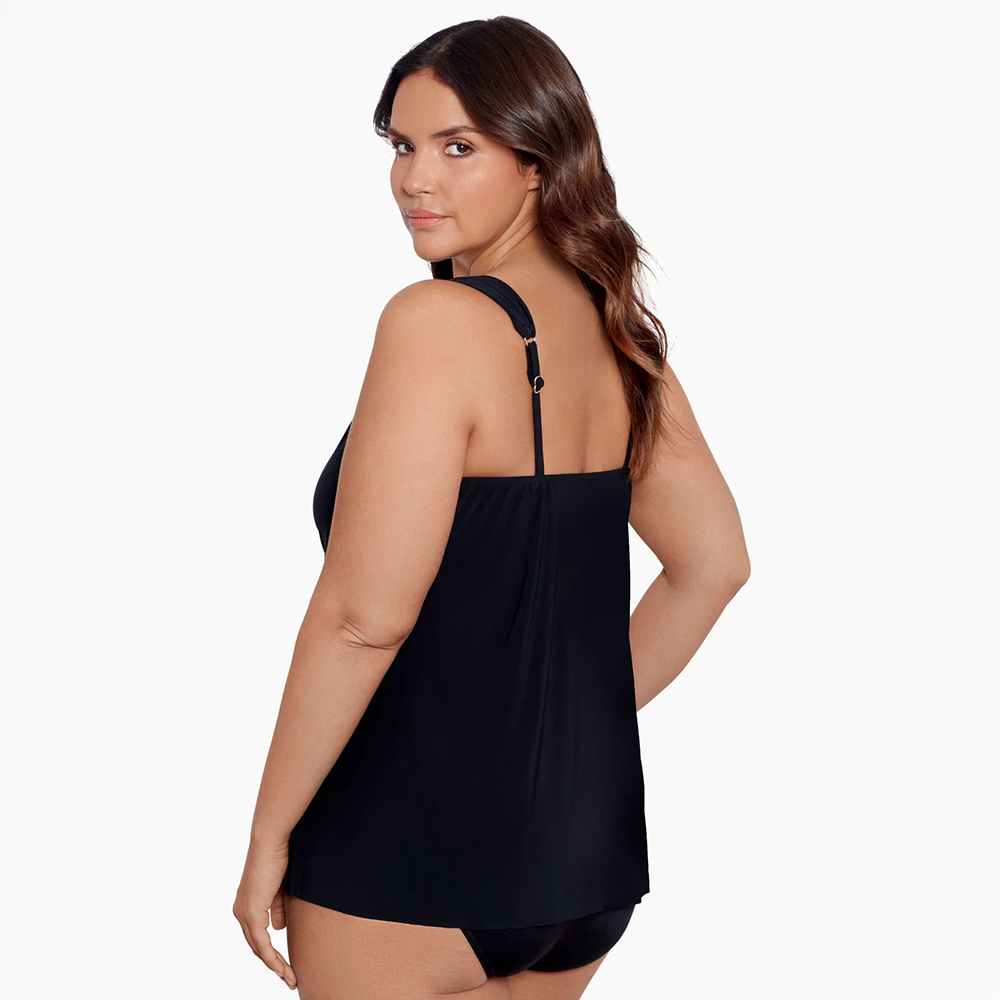 Plus Size Razzle Dazzle Underwire Tankini Top Black