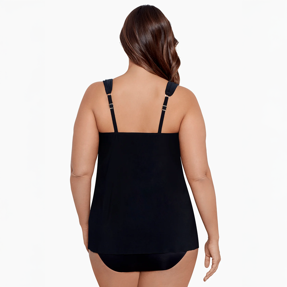 Plus Size Razzle Dazzle Underwire Tankini Top Black