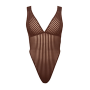 Monique Morin Lingerie - Bodysuit - Women's - Sheer Striped Microfiber