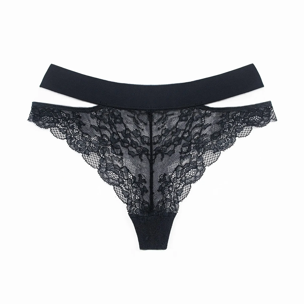 Long Sleeve Lace and Mesh Cheeky Teddy - Black