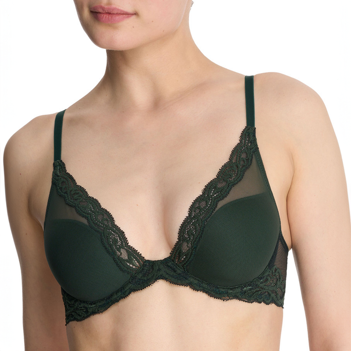 Feathers Plunge T-Shirt Bra Dark Forest