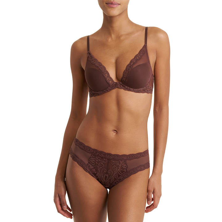 Feathers Plunge T-Shirt Bra Shaved Chocolate 730023