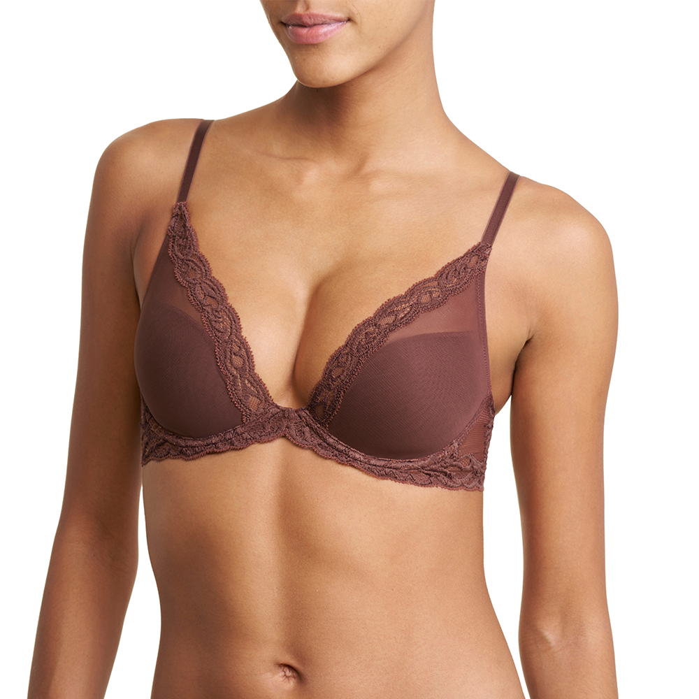 Feathers Plunge T-Shirt Bra Shaved Chocolate 730023