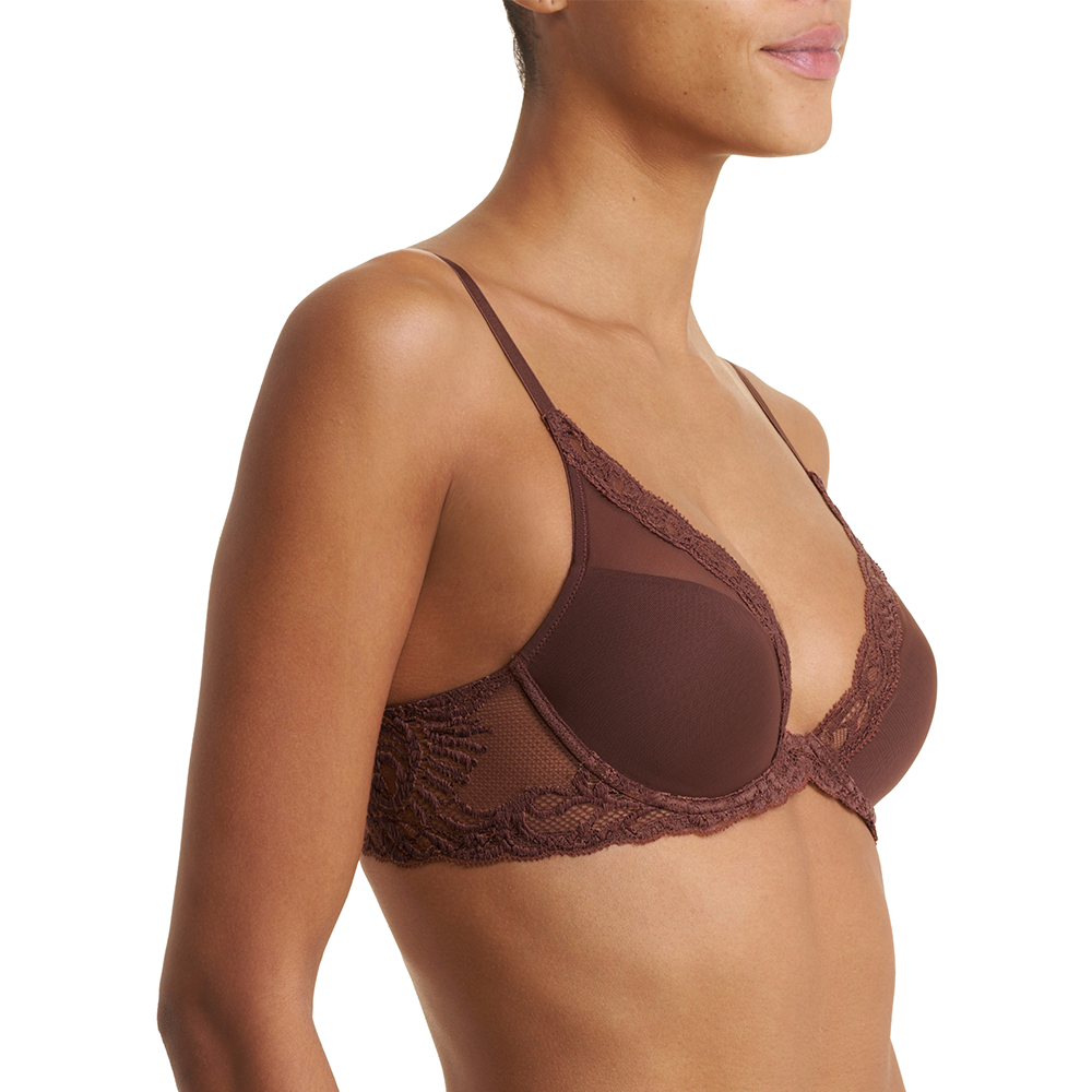 Feathers Plunge T-Shirt Bra Shaved Chocolate 730023
