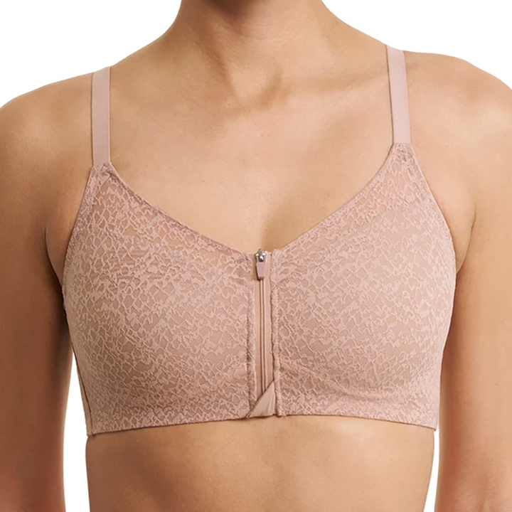 Pretty Smooth Zip Front Pocketed Mastectomy Wireless Bra 760318