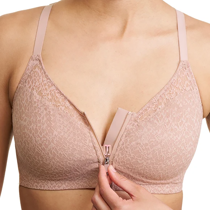 Pretty Smooth Zip Front Pocketed Mastectomy Wireless Bra 760318