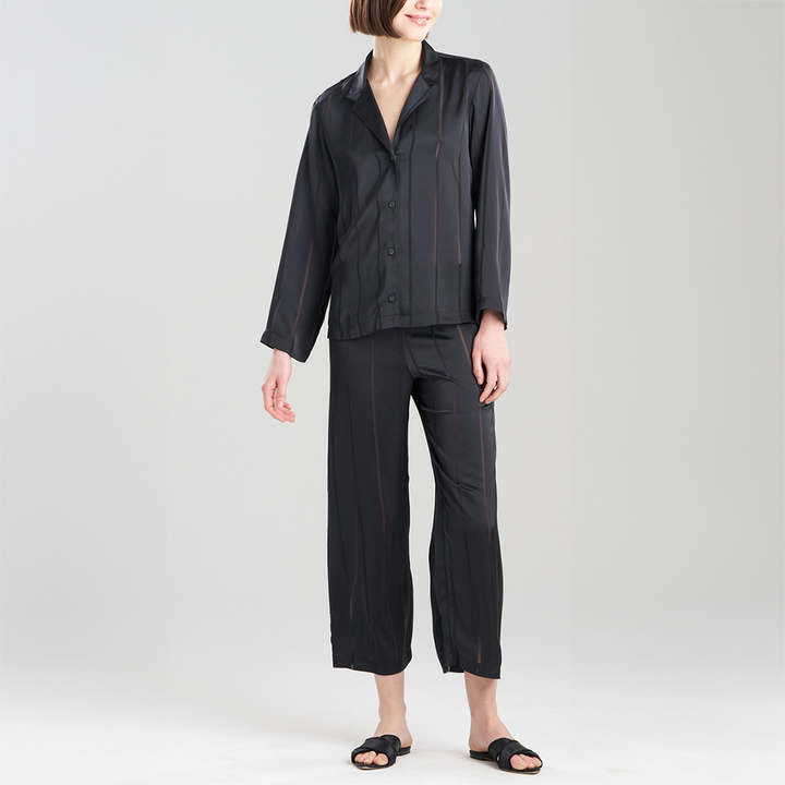 Sheer Stripe Jacquard Notch PJ