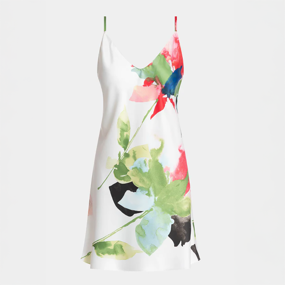 Calypso Printed Charmeuse Chemise Floral