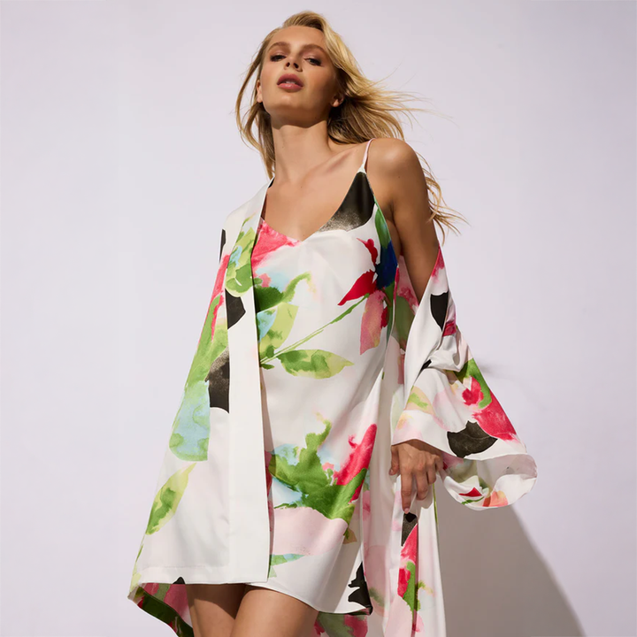 Calypso Printed Charmeuse Wrap Floral