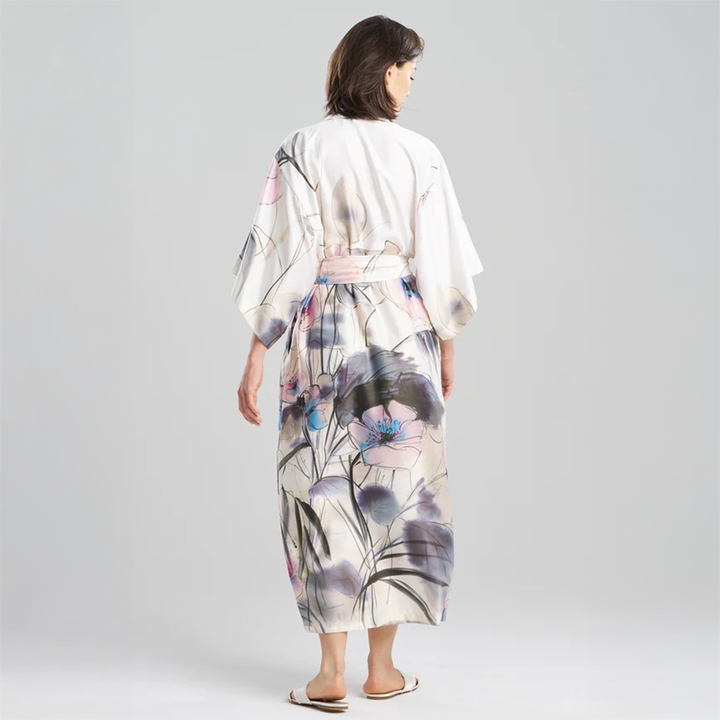 Hiyaku Printed Charmeuse Robe Floral