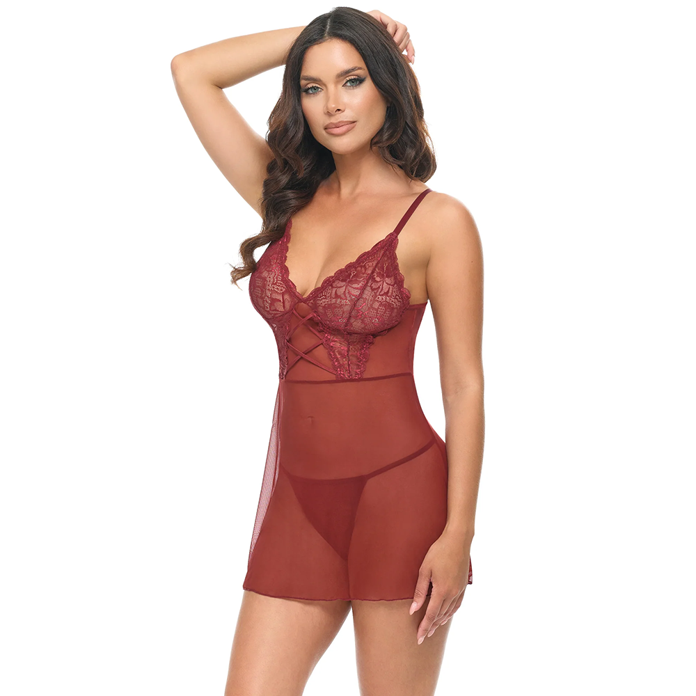 Avery Sheer Babydoll Syrah