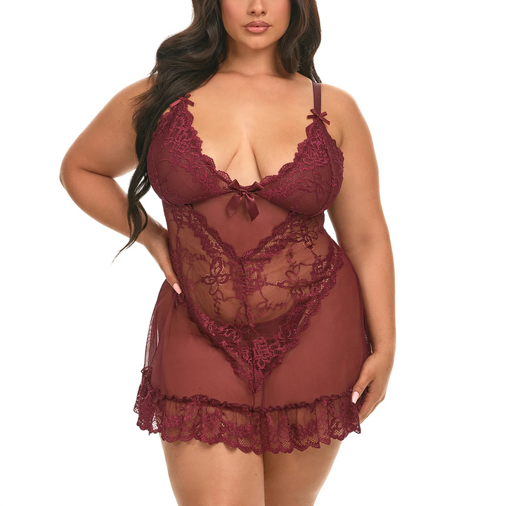 Valentine Lacey Babydoll Set Fashion Colors 2139