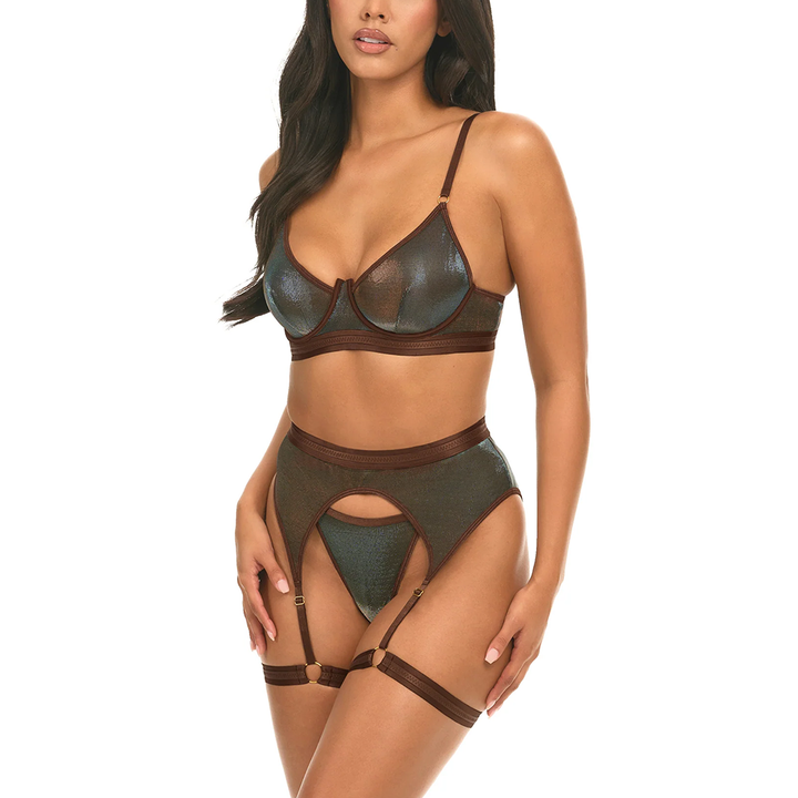 Jade Shine 3 Piece Bra Set Iridescent Chocolate