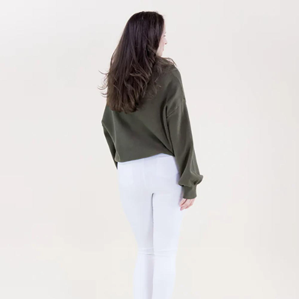 Classy Draped Rib Cowl Neck Sweater Sage