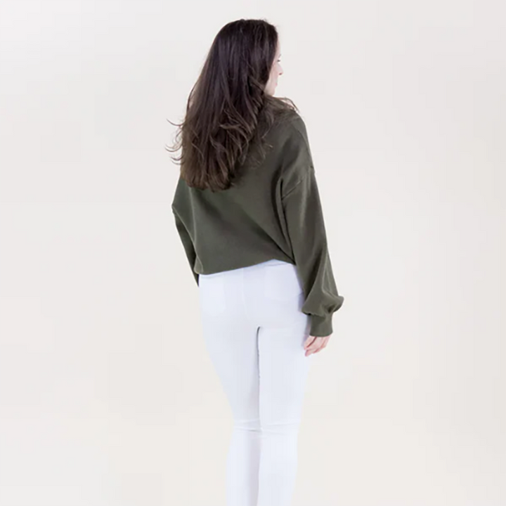 Classy Draped Rib Cowl Neck Sweater Sage