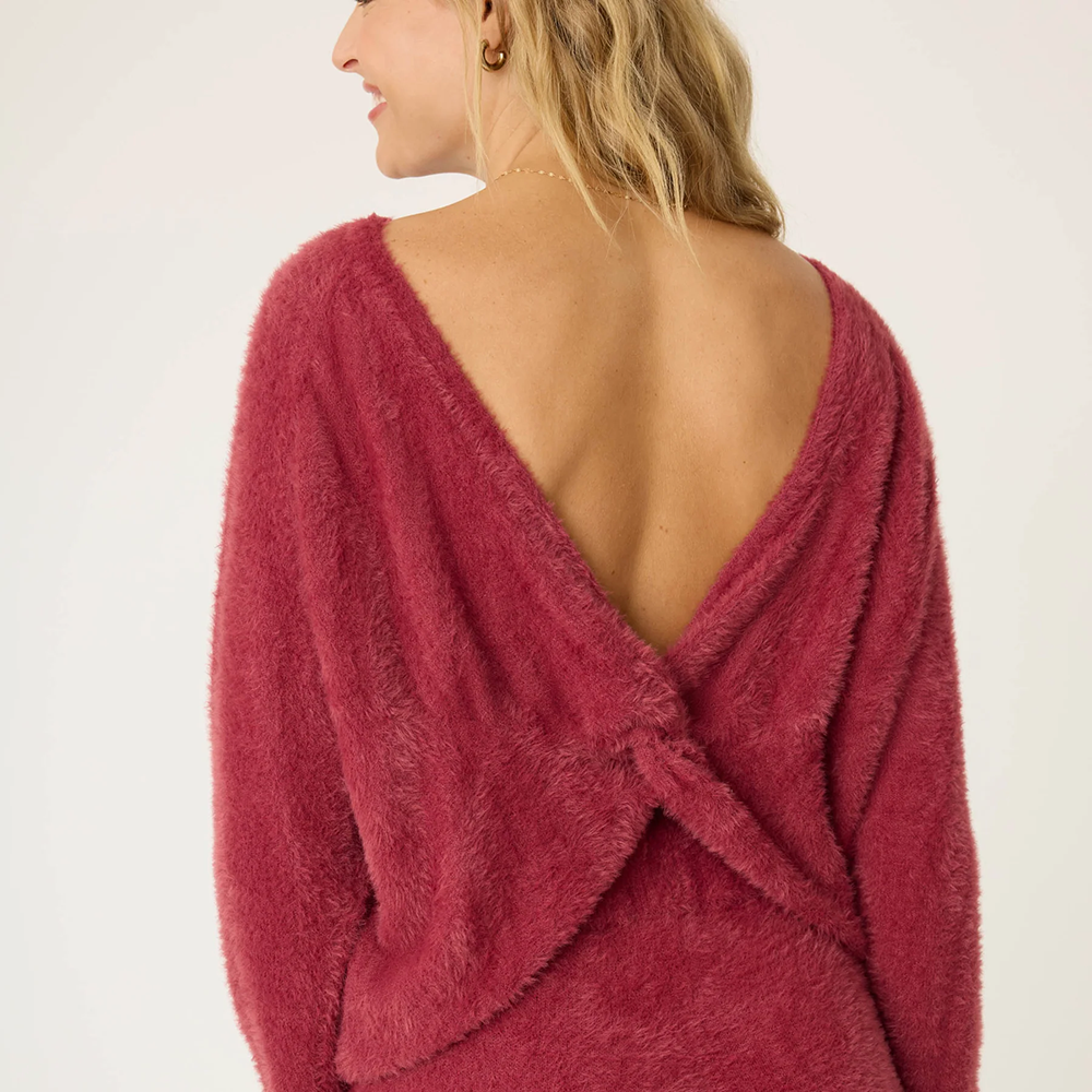 Full Of Holiday Spirit Feather Knit Sweater Earth Red