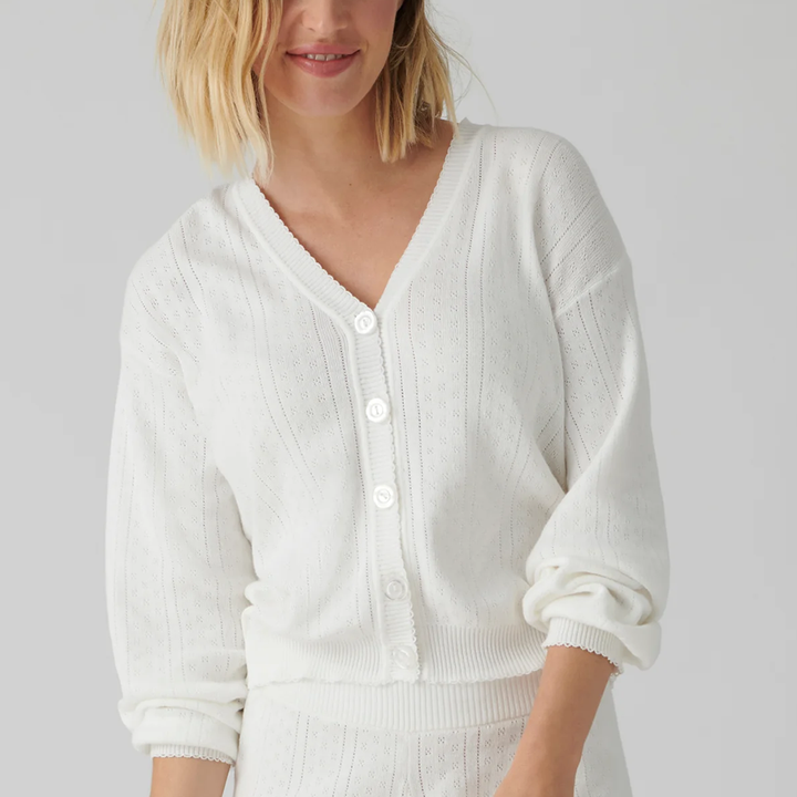 Sweetheart Pointelle Cardigan Ivory