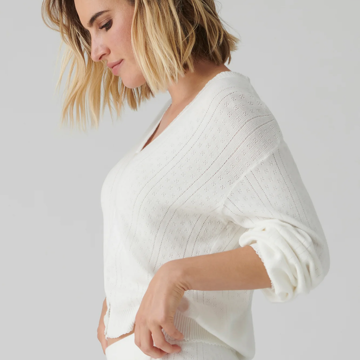 Sweetheart Pointelle Cardigan Ivory