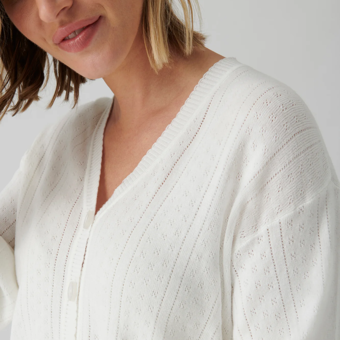 Sweetheart Pointelle Cardigan Ivory