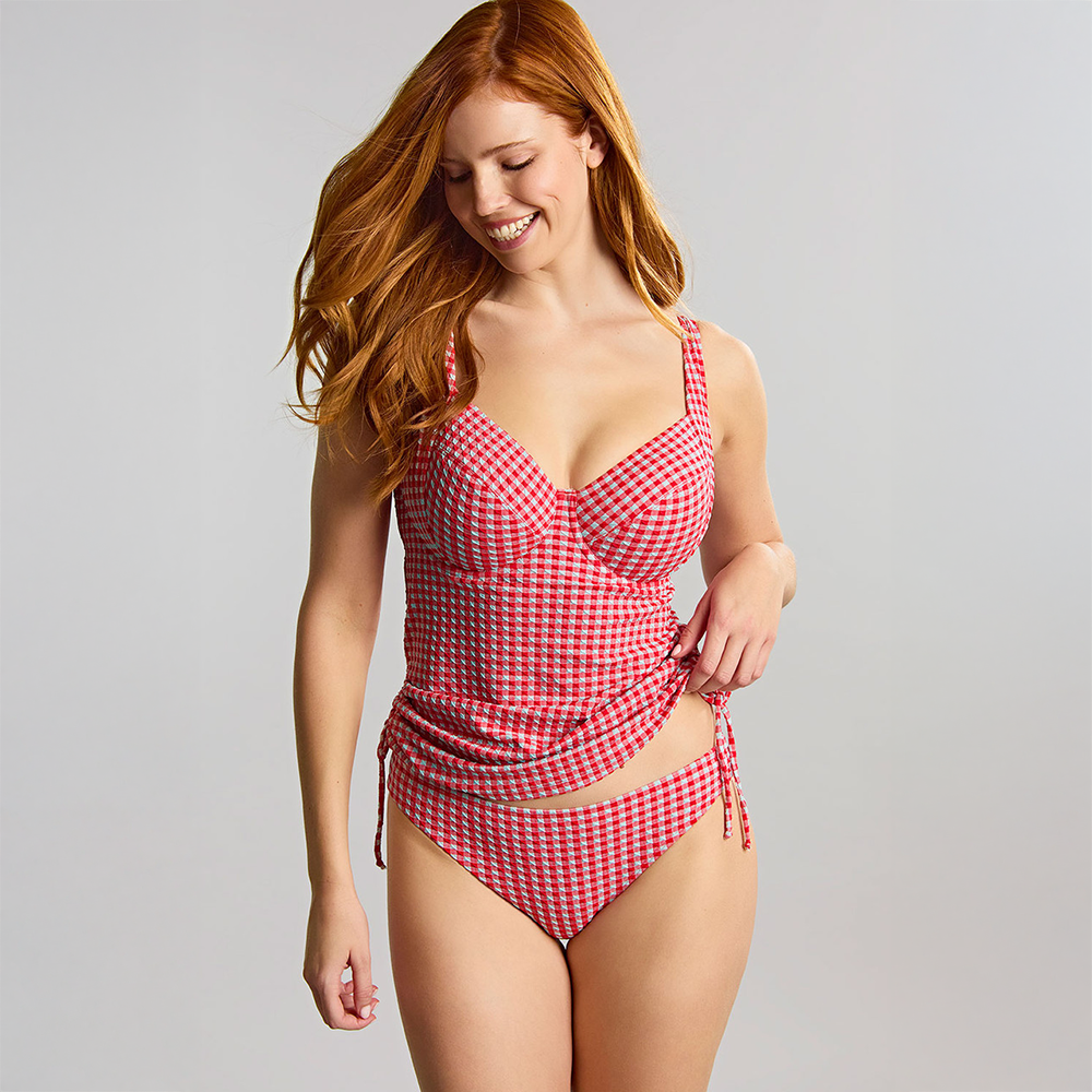 Iris Balcony Tankini Top Red Gingham