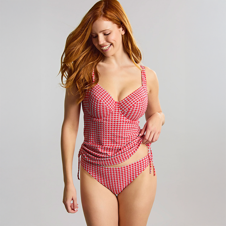 Iris Balcony Tankini Top Red Gingham