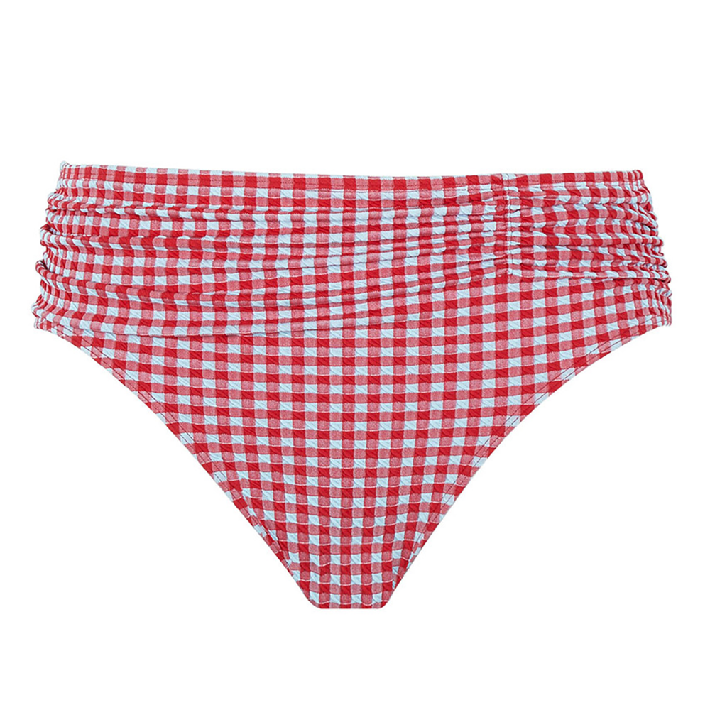 Midi Gather Bikini Bottoms Red Gingham