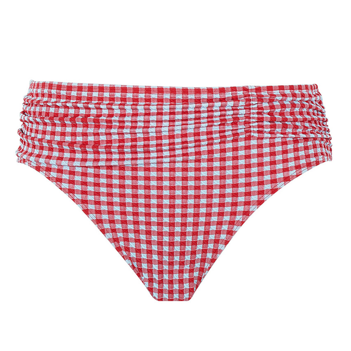 Midi Gather Bikini Bottoms Red Gingham
