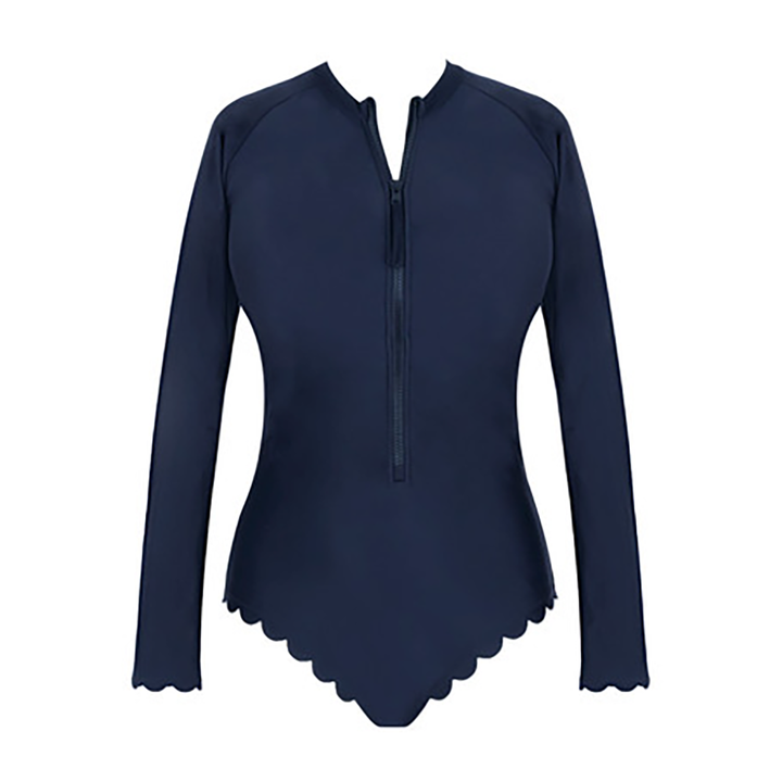 Signature Scallop Non Wired Long-sleeved One Piece Ink Blue