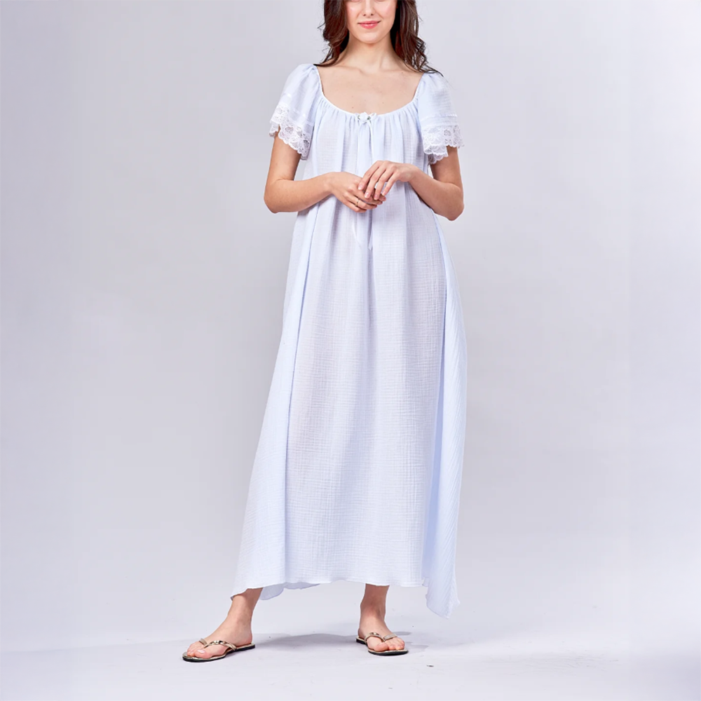 Priamo Gorgeous Long Gown with Flare Sleeve 3021 Venetian Blue V.BLUE / S