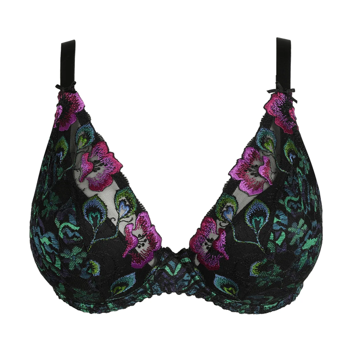 San Angel Half Padded Plunge Bra Peacock Feather