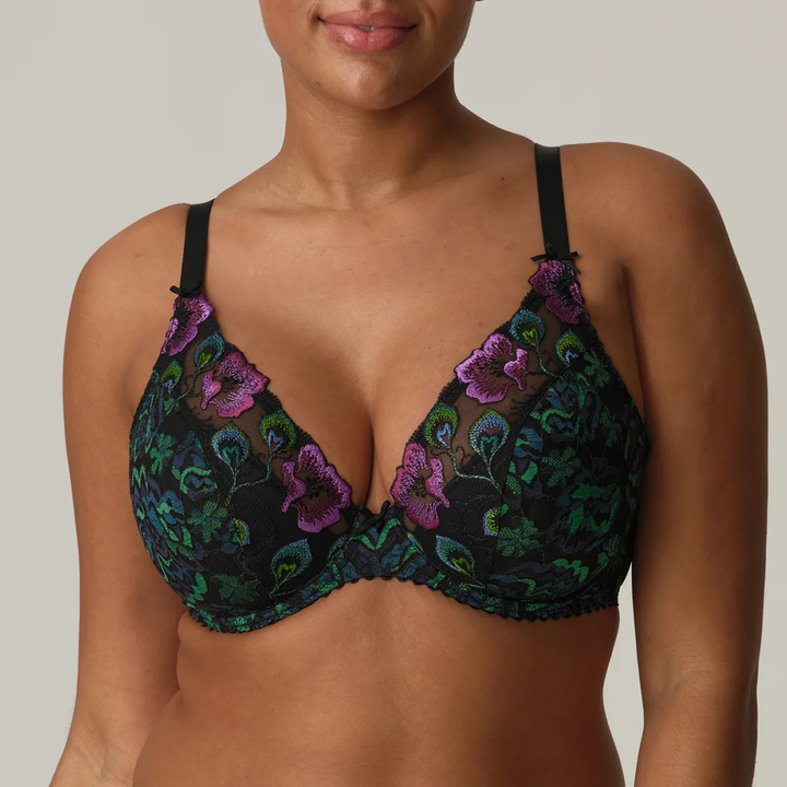 San Angel Half Padded Plunge Bra Peacock Feather