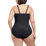 Profile By Gottex Tutti Frutti Plus Size Scoop Neck Shirred Black One Piece Swimsuit