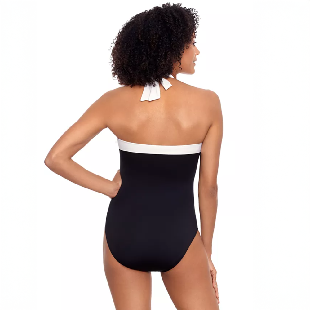Shirred Bandeau One Piece Swimsuit Black