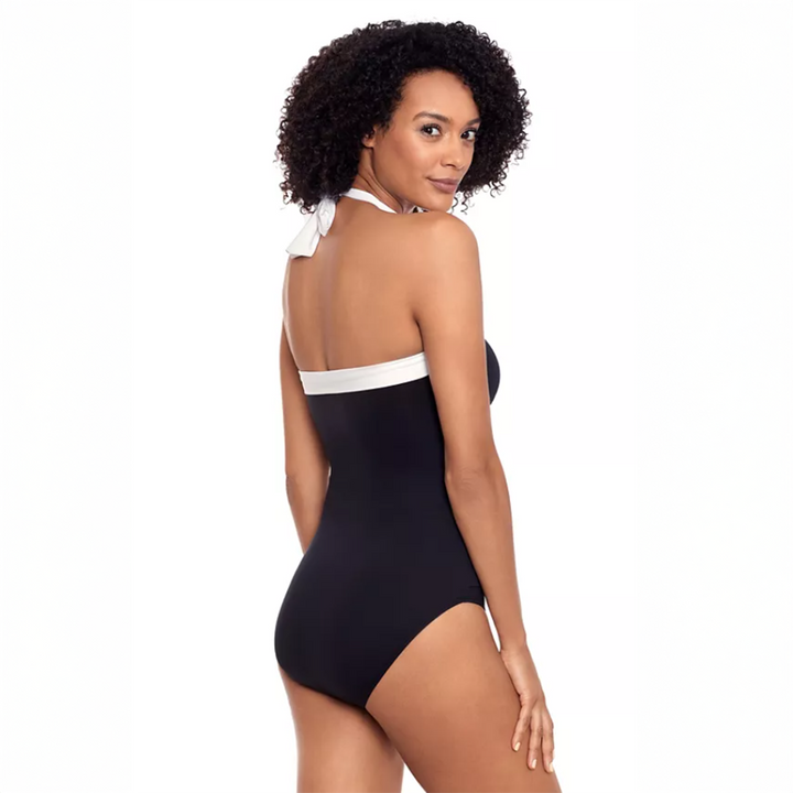 Shirred Bandeau One Piece Swimsuit Black