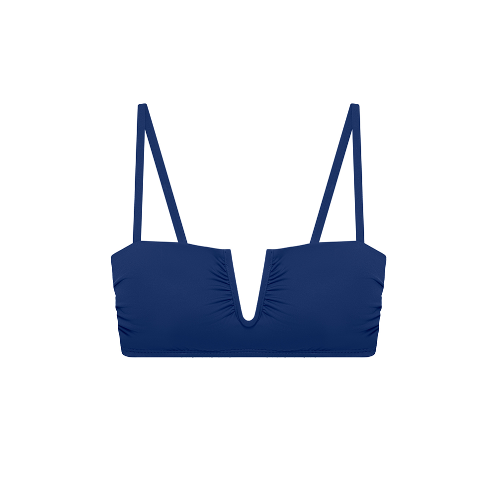 Shirred U Wire Bra Top Blue Saturn