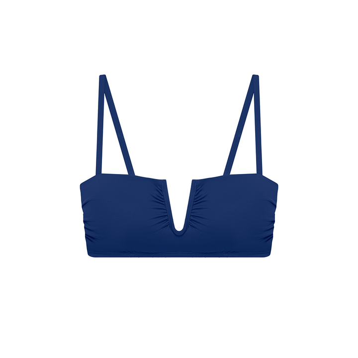 Shirred U Wire Bra Top Blue Saturn