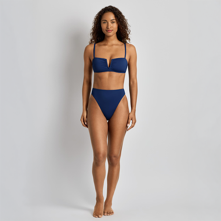 Shirred U Wire Bra Top Blue Saturn