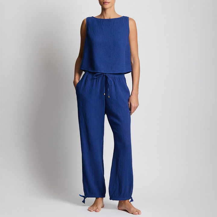 Top and Pants Coverup Set Blue Saturn