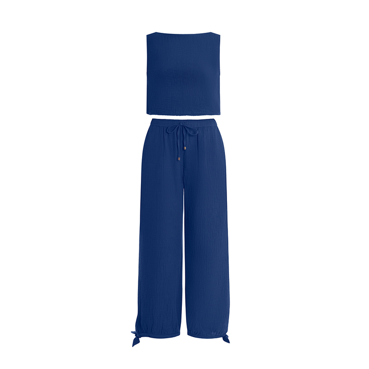 Top and Pants Coverup Set Blue Saturn