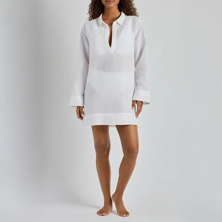 Wide Cuff Tunic Cover Up White