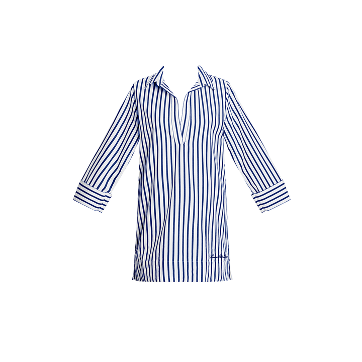 Wide Cuff Tunic Coverup Blue Stripe