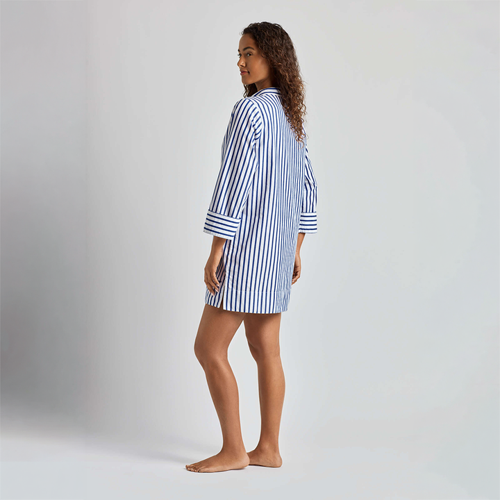 Wide Cuff Tunic Coverup Blue Stripe