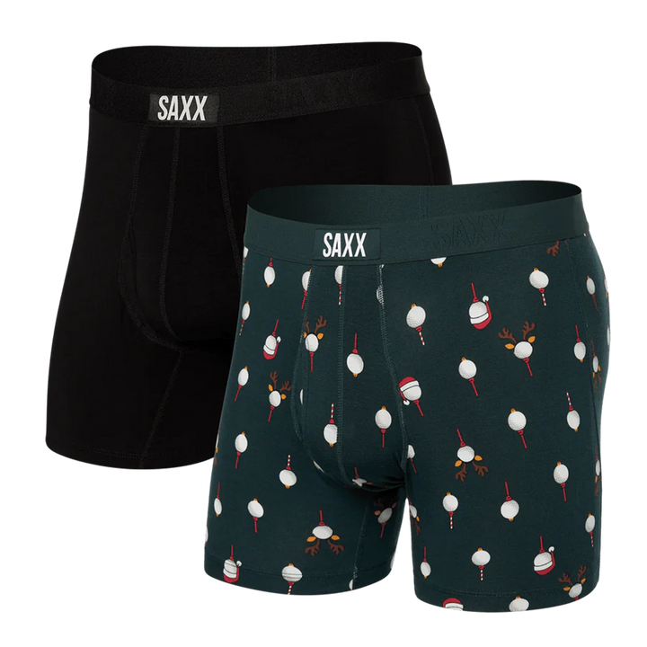 Ultra Super Soft (2 Pack) Comfort Blend Boxer Brief 5" Christmas Tree/Black