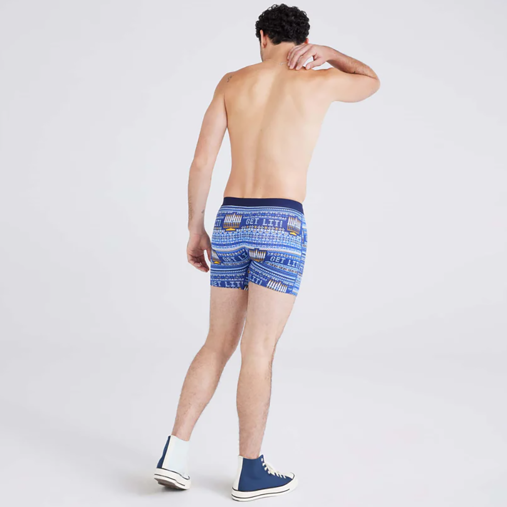 Vibe Super Soft Comfort Blend Boxer Brief 5" Hannukah Sweater-Navy