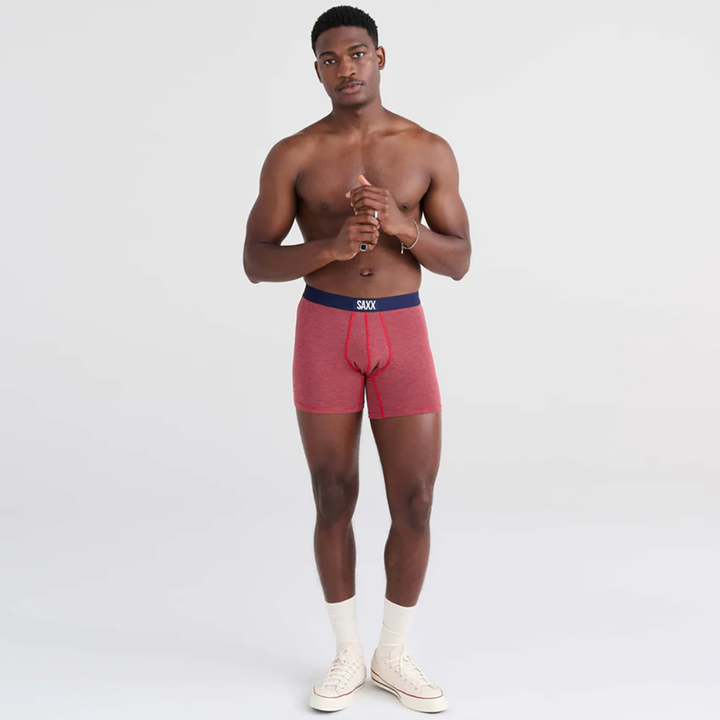 Vibe Super Soft Comfort Blend Boxer Brief 5" Mini Stripe Cherry