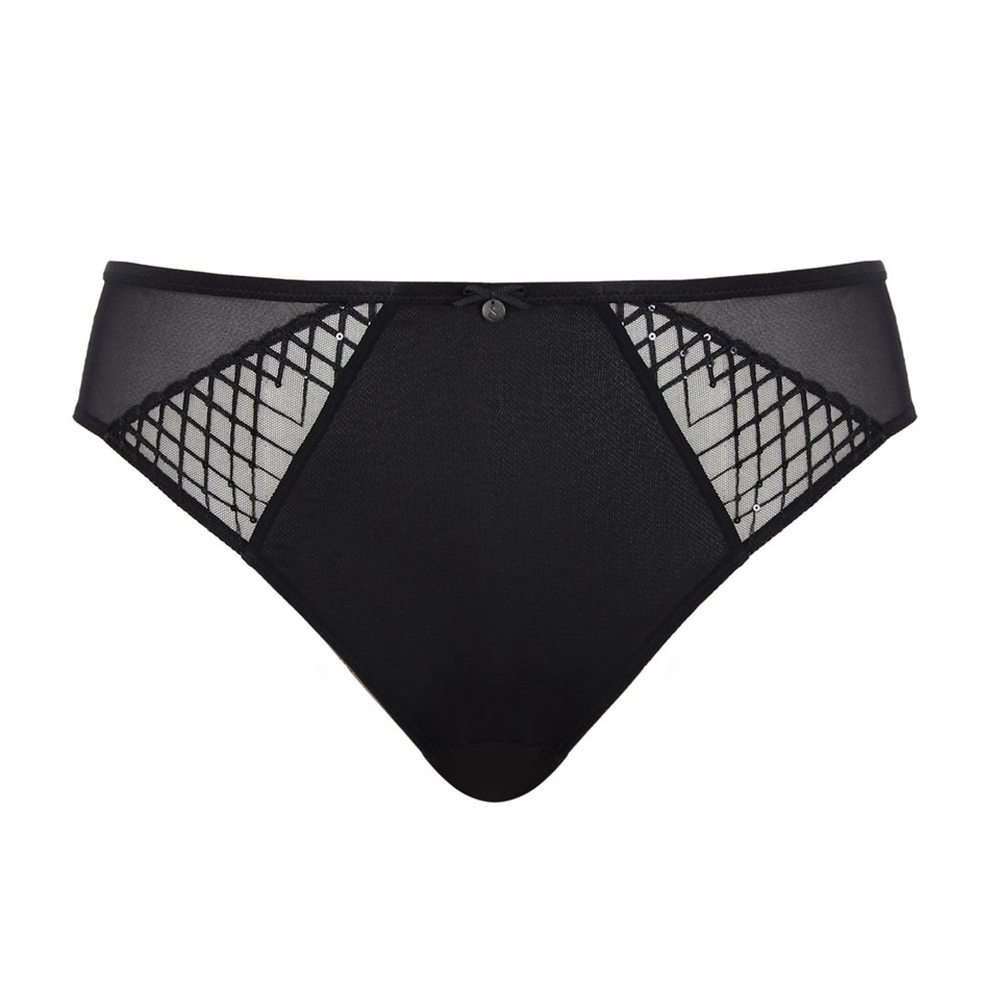 Ella High Leg Brief Black Sequin